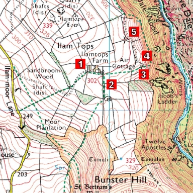 Map of Mad Dog filming locations in Ilam, Derbyshire