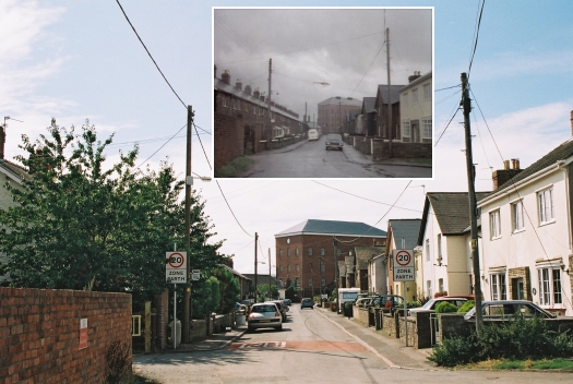 The street leading down to Sudbrook pumping station which Greg flies over