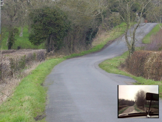 The roadway Tom Price drives his Rolls Royce along from first series Survivors' episode Genesis - viewpoint two